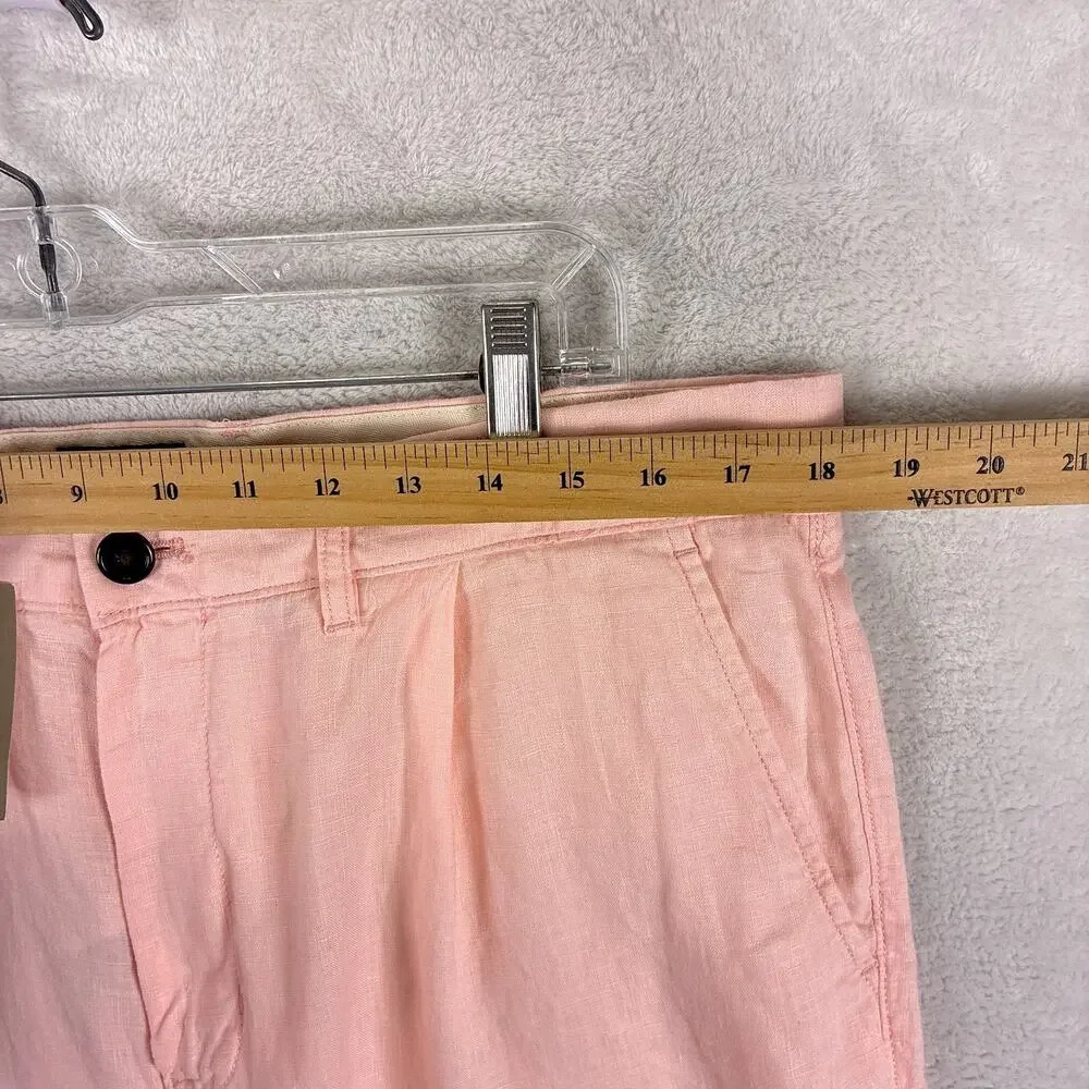 J.Crew Oarsman Shorts Mens 35 (36) Pink Linen Pleated Preppy Beach Hamptons